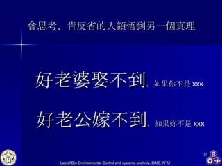 好老婆娶不到 ，如果你不是 xxx  好老公嫁不到 ，如果妳不是 xxx 會思考、肯反省的人領悟到另一個真理 
