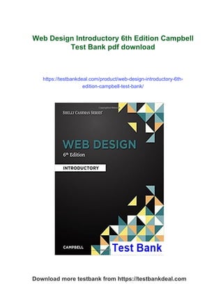 Question Bank Webpage Design Web Design Introductory 6th Edition Campbell Test Bank | PDF