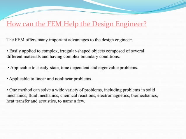Introduction To Finite Element Analysis Ppt Introduction To Finite Element Analysis Ppt