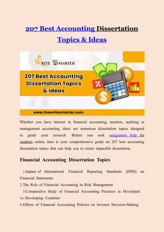 207 Best Accounting Dissertation Topics & Ideas.pptx