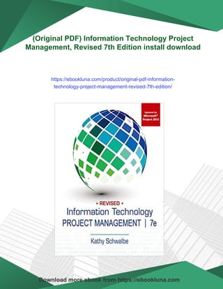 (Original PDF) Information Technology Project Management, Revised 7th ...