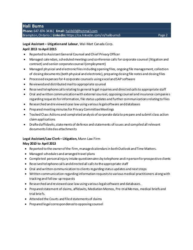 Legal Assistant Law Clerk Resume Hali Burns Legal Assistant Law Clerk Resume Hali Burns