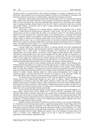 Problem-based science learning in elementary schools: A bibliometric ...