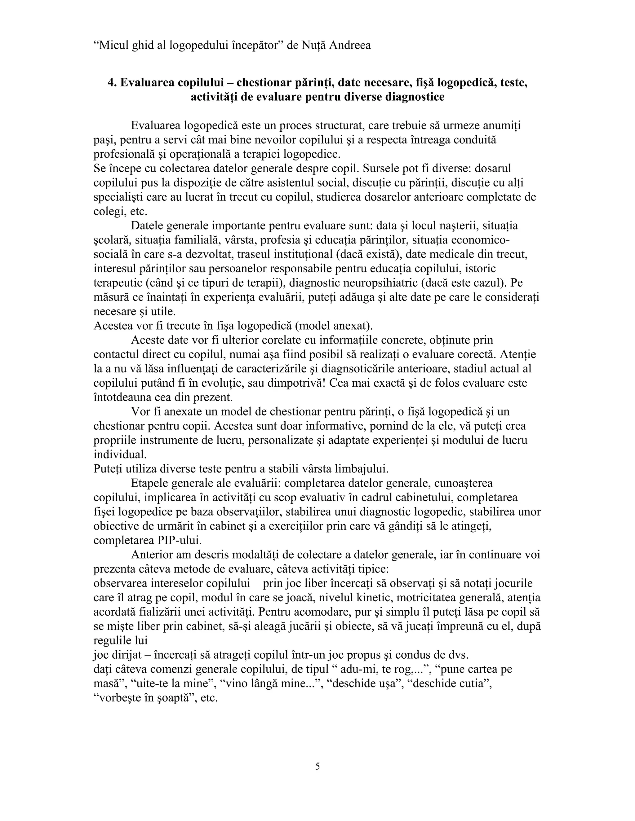 Micul ghid al logopedului incepator | PDF