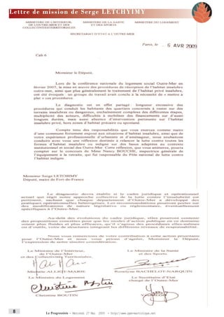 Lettre de mission de Ser ge LETCHYIMY




8         Le Progressiste - Mercredi 27 Mai 2009 - http:www.ppm-martinique.net
 
