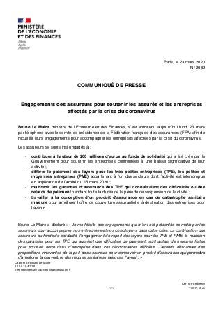 Cabinet de Bruno Le Maire
01 53 18 41 13
presse.mineco@cabinets.finances.gouv.fr
1/1
139, rue de Bercy
75012 Paris
Paris, ...
