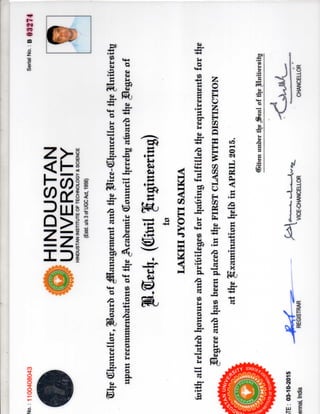 B.Tech Degree certificate