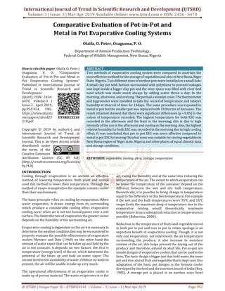 Comparative Evaluation of Pot in Pot and Metal in Pot Evaporative ...