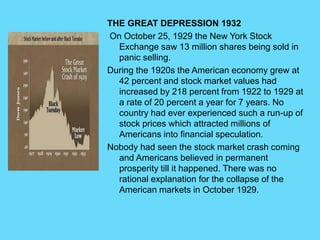 Nearly US $ 30 billion were lost in a day,
wiping out thousands of investors. In the
aftermath of the US stock market cras...