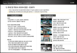 미디어                                                           no.208



1) 국내 첫 주유소 DOOH 등장 - GS&TV
   주유소 이용 운전자와 차내 동반자에게 타겟광고가 가능한 GS칼텍스의 GS&TV 4월 판매개시
   경제력을 갖춘 소비자에게 광고의 반복노출이 용이하고 1:1 프로모션이 가능한 것이 특징


         GS&TV 매체 소개                                 GS&TV 광고매체 구성
                                                 • 영상광고 : 패키지 단위판매
 • 사업자
                                                     월TV 영상 광고
 - 주 공급 계약자 : KT, LG전자, 삼성전자, 현대아이티                                  - 매체특징 : 대형 스크린으로 높은 가시성
 - 컨소시엄 : 핑거터치, 인텔리안 시스템즈 등                                          - 설치위치 : 세차장 출구 벽면
                                                                     - 사이즈 : 대형 미디어 46인치*9대
 • GS&TV 영상광고매체 설치현황                                                 - 설치수량 : 12대 / 12사이트
 - 운 영 시 간 | 06:00 ~ 24:00 (일 18시간)                 배너TV 영상광고
                                                                     - 매체특징 : Impact 있는 가로형 영상 노출
 - 설 치 현 황 | 전국 120개 주유소에 총 594대
                                                                     - 설치위치 : 오피스 좌측 상단
 - 노 출 횟 수 | 단말 당 일 161회 / 월 4,835회 (20초 기준)
                                                                     - 사이즈 : 가로형 미디어 46인치*4대
 - 판 매 단 위 | 1구좌 단위 판매 (총 20구좌)
 - 노 출 대 상 | 주유소 이용 운전자 및 차내 동반자                                     - 설치수량 : 22대 / 22사이트

 - 컨텐츠구성 | 실시간 교통, 날씨, 뉴스 정보 및 지역소식                 셀프TV 영상광고
                                                                     - 매체 특징 : 1:1 타겟 맞춤형 프로모션 가능
 - 확 장 계 획 | 2012년 1,040대, 2015년까지 5,200대 설치예정
                                                                     - 설치위치 : 셀프 주유기 상단
                                                                     - 사이즈 : 펌프탑 미디어 21.5인치*1대
 • 매체 강점
                                                                     - 설치수량 : 86대 / 86사이트
  - 만 20세 이상의 경제력이 뒷받침 되는 성인 남녀가 주 타겟
  - 주유소 이용시간 동안 집중적으로 광고 노출 용이                   • 부착광고
  - 월 4회 이상 재방문으로 반복노출효과가 높음                          부착 광고
                                                                     - 종류 : 배너TV 조명광고
  - 전국 우수한 입지에 설치된 지점망으로 넓은 커버리지 확보
                                                                     - 판매단위 : 패키지 단위
  - 고유가 영향으로 셀프 주유소의 이용증가로
                                                                     - 사양 : 필름 타입 라이트패널
   ‘Self TV’와 ‘모바일’을 활용한 1:1 타겟 맞춤형 프로모션 가능
                                                                     - 사이즈 : 세로:가로=59*100,200,300(cm)
 