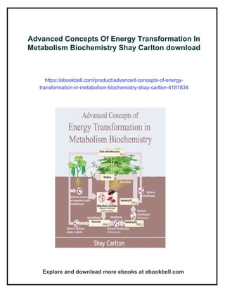 Advanced Concepts Of Energy Transformation In Metabolism Biochemistry ...