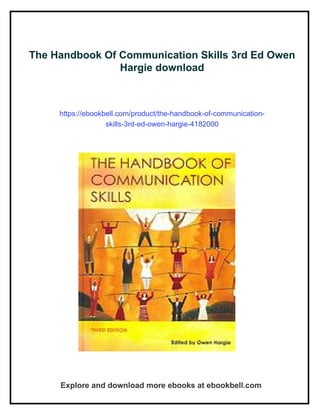 The Handbook Of Communication Skills 3rd Ed Owen Hargie | PDF