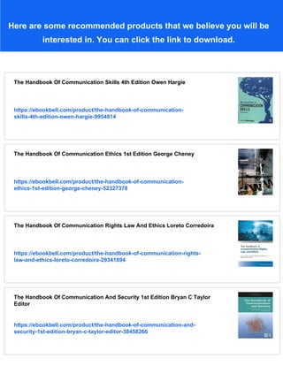 The Handbook Of Communication Skills 3rd Ed Owen Hargie | PDF