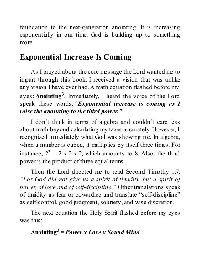 Where can you find an explanation of the power of the anointing?