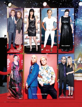2092 ‫العدد‬ 2014 ‫يونيو‬41
Mary Lambert
Tom Petty & Dana York
Zhang Ziy
Tyler Glenn & Chris Allen
Mel B
Pauley Perrette
Sam Claflin & wife
Laura Haddock
 
