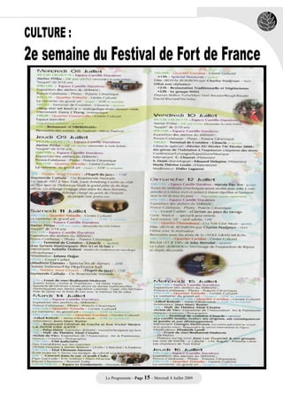 CULTURE :
2e semaine du Festival de Fort de France




             Le Progressiste - Page 15 - Mercredi 8 Juillet 2009
 
