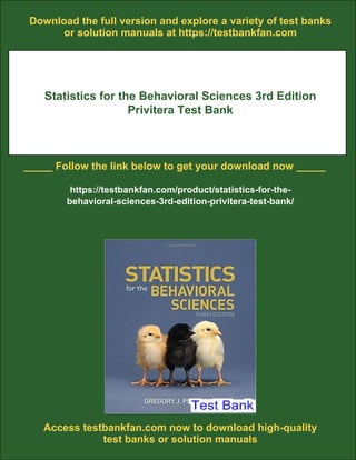 Statistics for the Behavioral Sciences 3rd Edition Privitera Test Bank ...