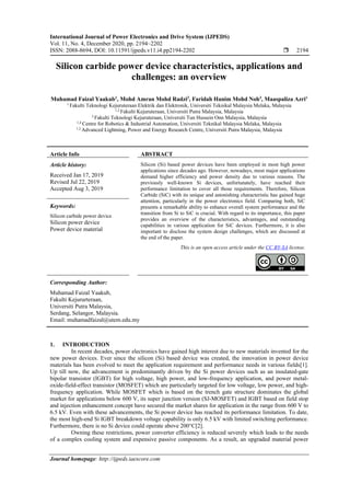 Silicon carbide power device characteristics, applications and ...