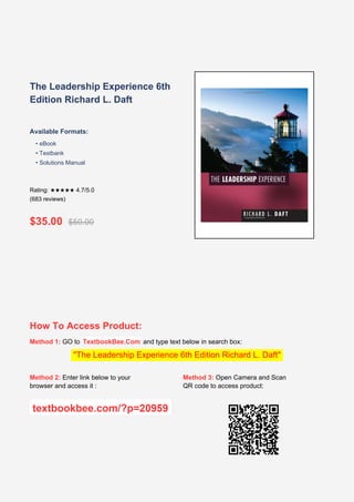 Comprehensive Guide to Leadership Experience by Richard L. Daft - 6th ...