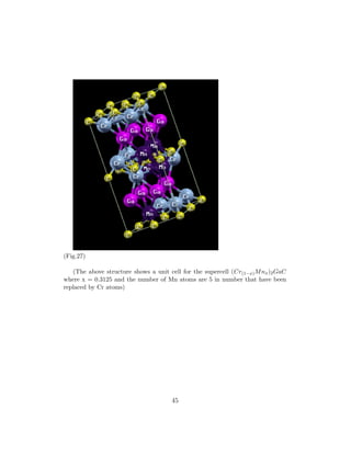 (Fig.27)
(The above structure shows a unit cell for the supercell (Cr(1−x)Mnx)2GaC
where x = 0.3125 and the number of Mn atoms are 5 in number that have been
replaced by Cr atoms)
45
 