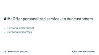 AIM: Offer personalized services to our customers
▪ Personalized content
▪ Personalized offers
 