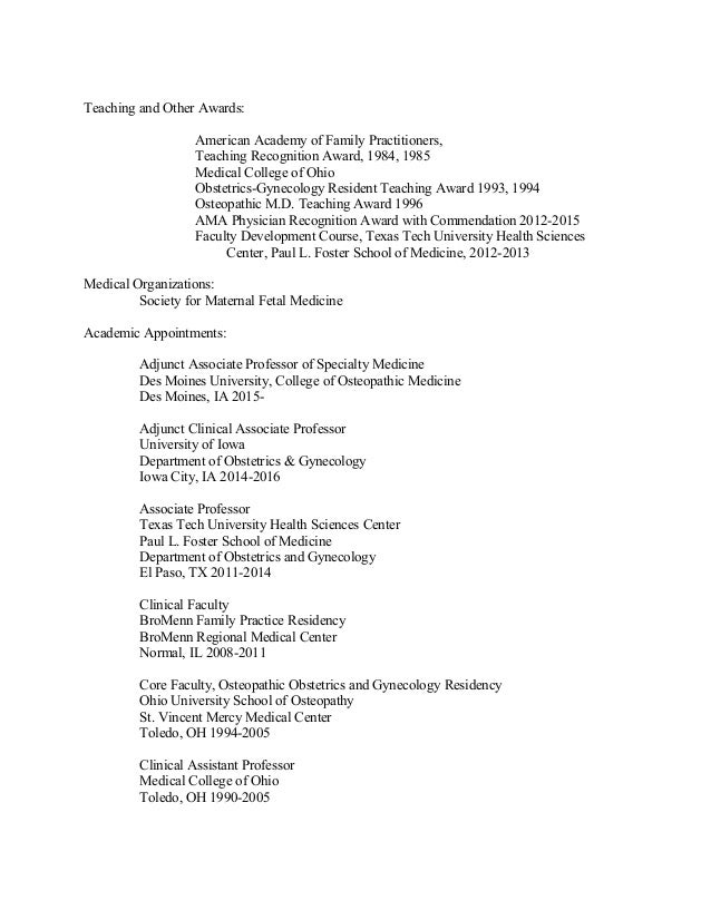 Doctor of osteopathic medicine resume