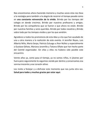 20 Años ya   Discurso de Celebración