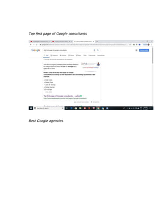 Top first page of Google consultants
Best Google agencies
 