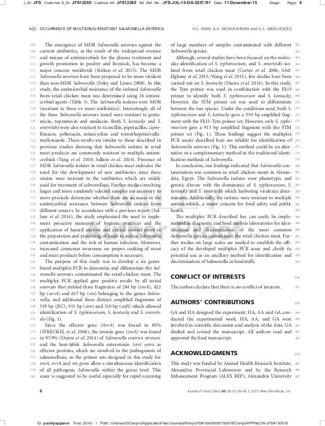 MULTIDRUGRESISTANT SALMONELLA