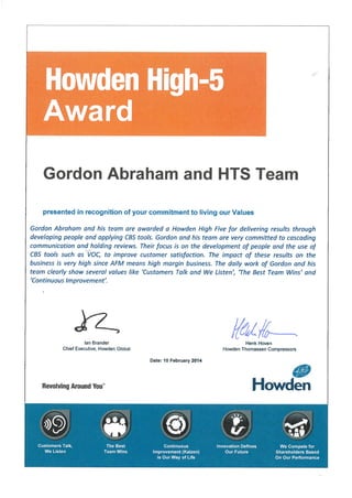 HTS Howden High 5 Award
