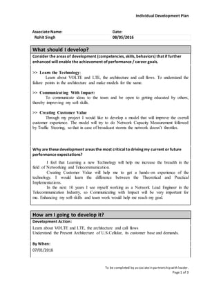 Individual Developmen Plan (IDP) Form | DOCX | Telecommunications ...