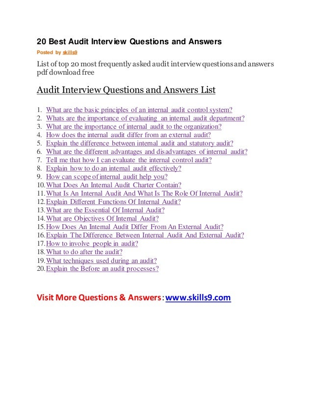 Audit Questions And Answers 20 best audit questions and answers Audit Questions And Answers 20 best audit questions and answers