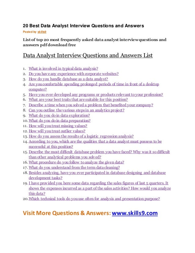 problem solving interview questions for data analyst
