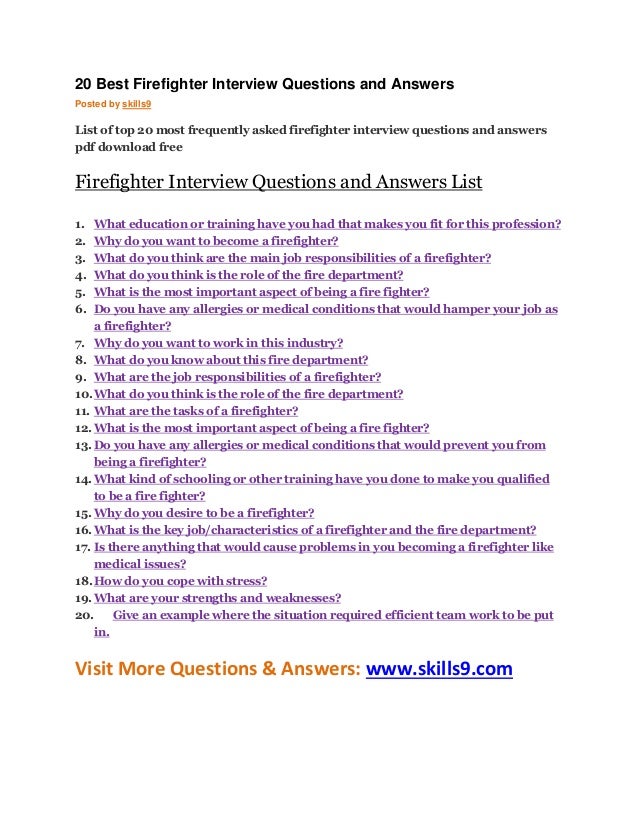 20 best firefighter interview questions and answers firefighter interview answers