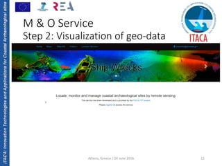 ITACA:InnovationTechnologiesandApplicationsforCoastalArchaeologicalsites
Athens, Greece / 24 June 2016 11
M & O Service
Step 2: Visualization of geo‐data
 