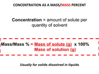 20 concentration of solutions | PPT | Chemistry | Science