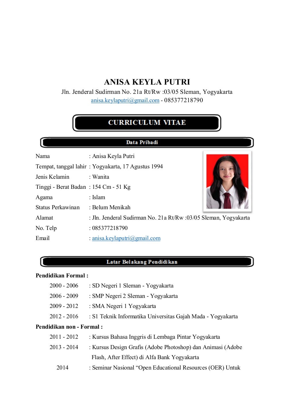 Contoh CV Kreatif dan Menarik Perhatian HRD