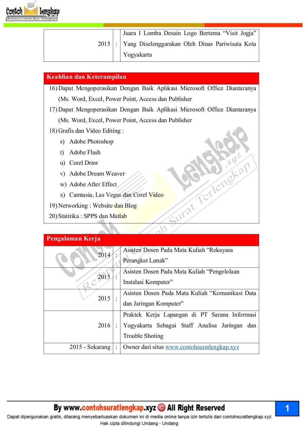 Contoh CV Kreatif dan Menarik Perhatian HRD