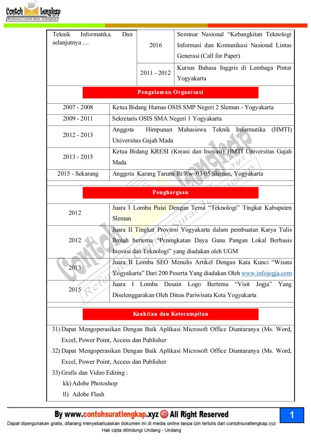 Contoh CV Kreatif dan Menarik Perhatian HRD