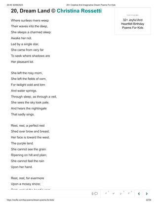 Dream Poems For Kids | PDF