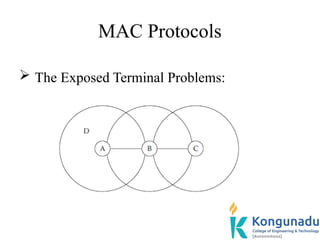 MAC Protocols
 The Exposed Terminal Problems:
 