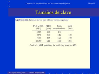 Capítulo 20: Introducción a la Cifra con Curvas Elípticas   Página 18




                                    Tamaños de clave




© Jorge Ramió Aguirre       Madrid (España) 2006
 