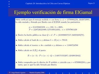 Capítulo 20: Introducción a la Cifra con Curvas Elípticas   Página 23




      Ejemplo verificación de firma ElGamal




© Jorge Ramió Aguirre       Madrid (España) 2006
 