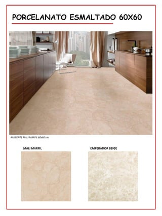 PORCELANATO ESMALTADO 60X60
MALI MARFIL
AMBIENTE MALI MARFIL 60x60 cm
EMPERADOR BEIGE
 