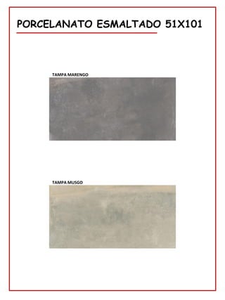 78
PORCELANATO ESMALTADO 51X101
TAMPA MARENGO
TAMPA MUSGO
 