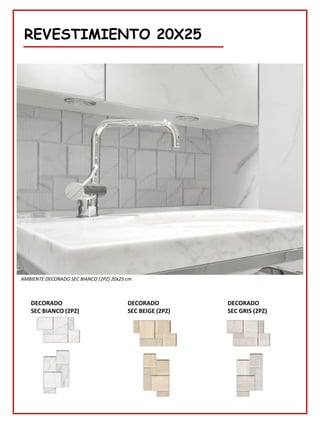 78
REVESTIMIENTO 20X25
DECORADO
SEC BIANCO (2PZ)
AMBIENTE DECORADO PORTO GRIS (2PZ) 20x25 cm
DECORADO
SEC BEIGE (2PZ)
DECORADO
SEC GRIS (2PZ)
AMBIENTE DECORADO SEC BIANCO (2PZ) 20x25 cm
 