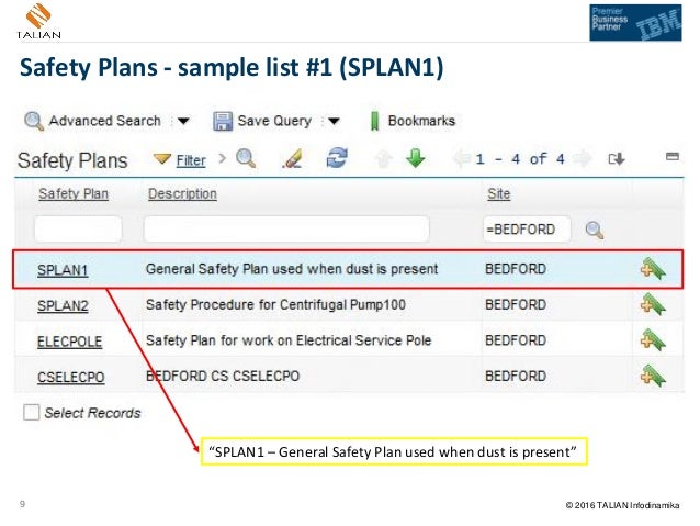using ibm maximo safety plans sample safety plan