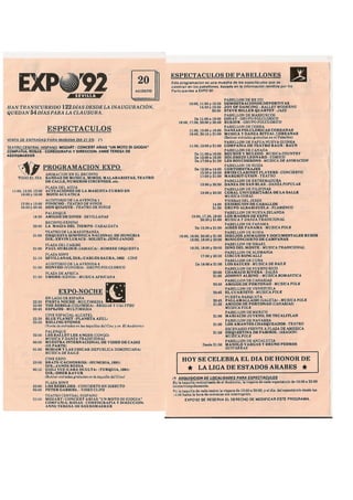 Programa del 20 de agosto de EXPO 92