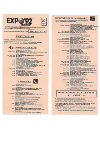 Programa del 20 de julio de EXPO 92