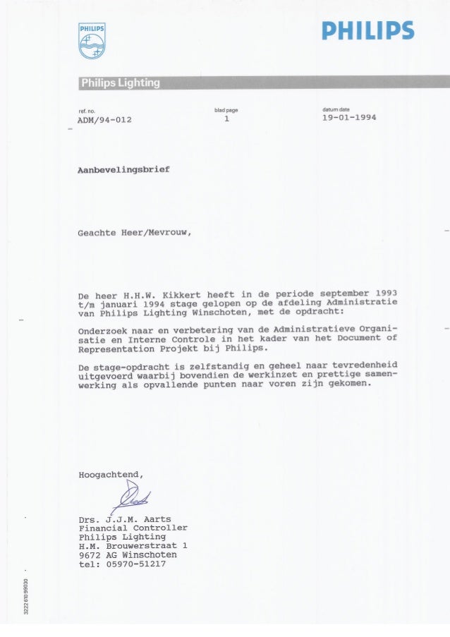 Aanbevelingsbrief Philips
